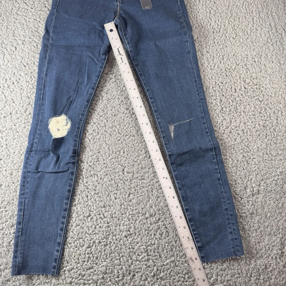 Tractr‎ Diane Mid Rise Distressed Indigo Blue Raw Hem Stretch Jean Sz 0/25 NWT